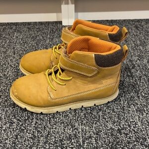 Kids Tan Boots with Orange Accents